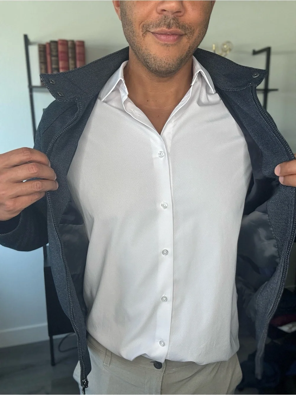 Zara Men's Textured Navy Zip-Front Sweater Jacket